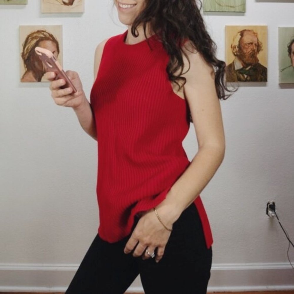 J.CREW Sleeveless Red Knit Sweater New Preppy